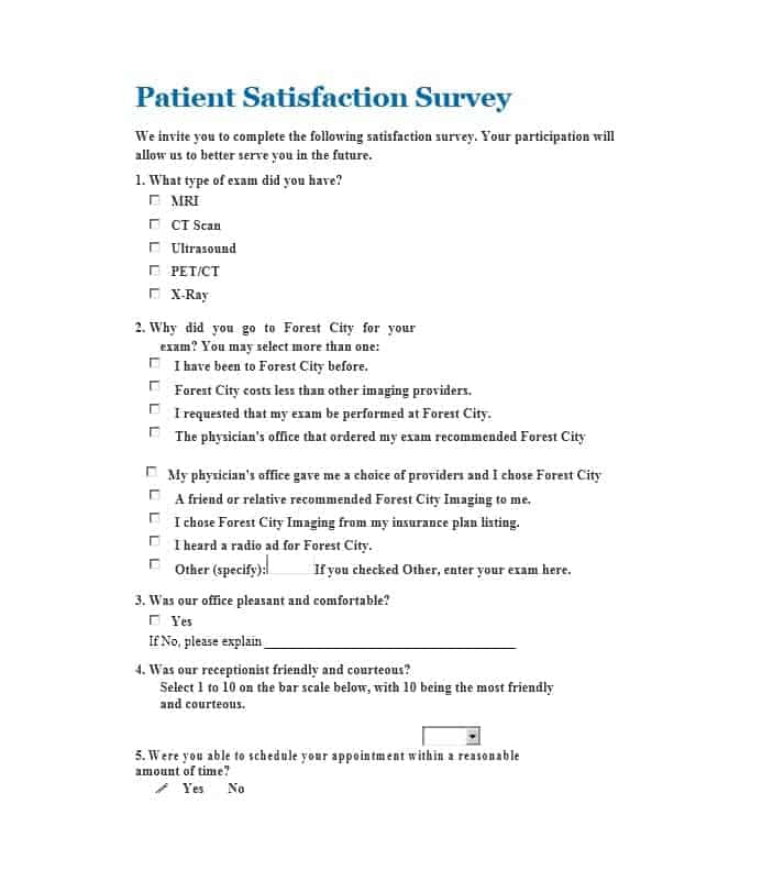 Patient Satisfaction Survey Template 10